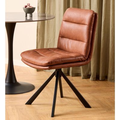 Nøra Olin draaistoel | zwart metaal onderstel | PU retro - beige