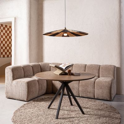 Woood Mojo eetbankje 84 cm met rugleuning ribstof