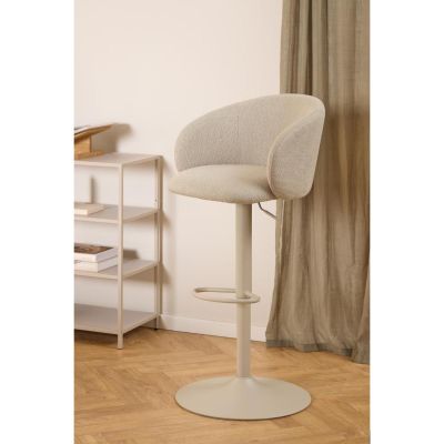 Nøra Rogelio verstelbare barstoel | grijs metaal onderstel | stof Basel - beige