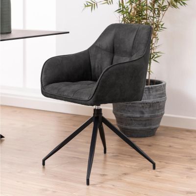 Nøra Nila armstoel | zwart metaal onderstel | stof Preston - antraciet