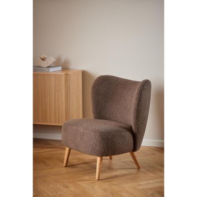 Nøra Cedric fauteuil | naturel hout onderstel| stof Orson - bruin