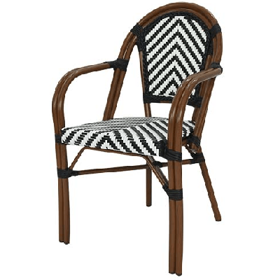 Thobias armstoel zwart/wit gestreept