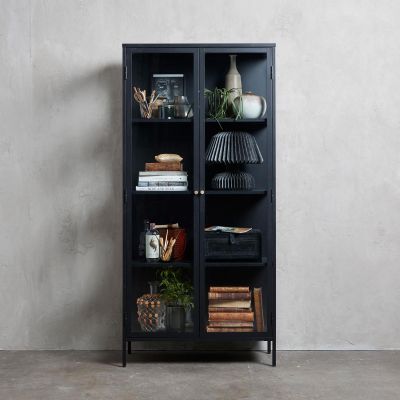 Nordic Home Ragnar vitrinekast - 190 cm - zwart