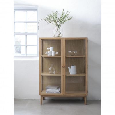 Nordic Home Alrik eiken vitrinekast - 140 cm - naturel