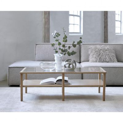 Nordic Home Alrik glazen salontafel - 60 x 120 cm - naturel