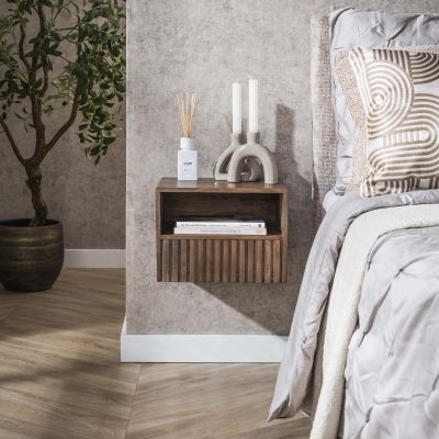 Fraaai Marino zwevend nachtkastje - 1 lade en open vak - acaciahout