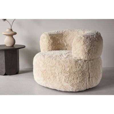 Svea Sofia fauteuil - fake fur - off white