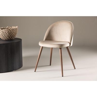Svea Zako eetkamerstoel - met naturel poot - velvet - beige