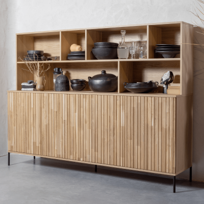 Woood New Gravure wandkast eiken blanke lak