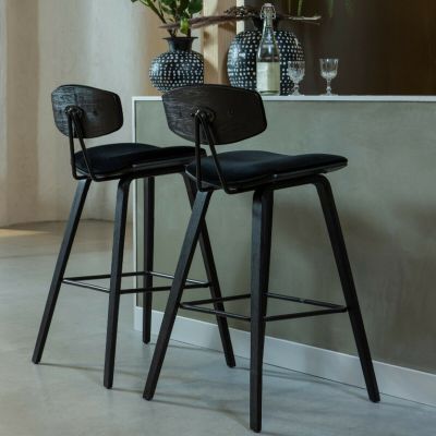 Senn barstoel velvet 71 cm zwart van het woonmerk WOOOD