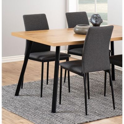 Nøra Seno eetkamerstoel | zwart metaal onderstel | stof Sawana - grijs