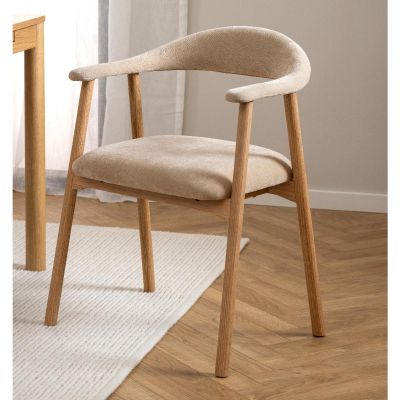 Nøra Lykke armstoel | naturel oak onderstel | stof Danny - beige