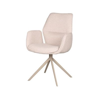 Label51 Mellow eetkamerstoel bouclé naturel - taupe onderstel