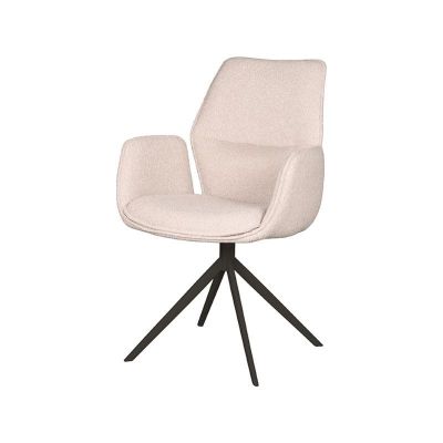 Label51 Mellow eetkamerstoel bouclé naturel - zwarte onderstel