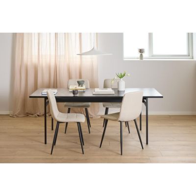 Nøra Scottie Bradley rechthoekige eettafel 200x90x74 cm | zwart metaal onderstel | zwart marmer melamine