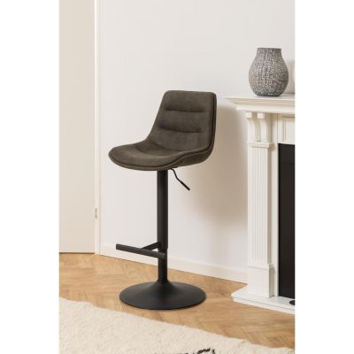 Nøra Crosby verstelbare barstoel | zwart metaal onderstel | stof Preston - antraciet