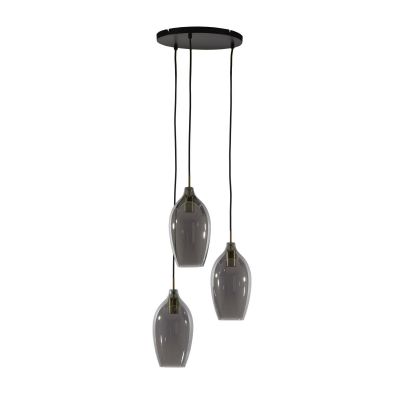 Light & Living Lukaro hanglamp 3L Ø35x32 cm - antiek brons/glas smoke