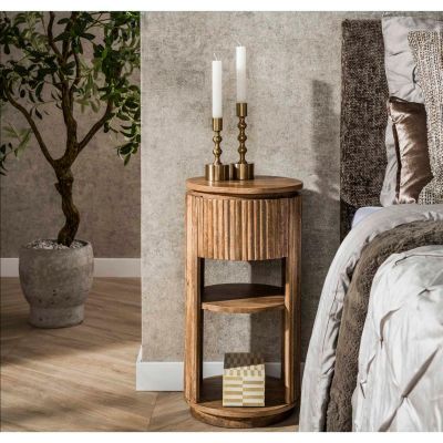 Fraaai Sedona nachtkastje rond XS - mangohout