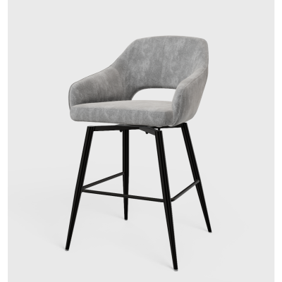 Moods Collection Paris barstoel 65 cm draaibaar - Be handsome grey 45 - zwart onderstel