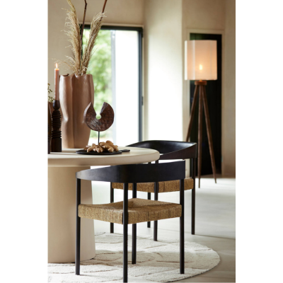 Light & Living Delmar fauteuil - hout donker bruin + zeegras