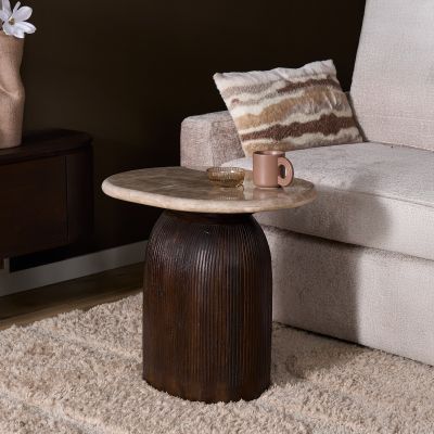 Starfurn Bijzettafel Noel 60 cm - donkerbruin/marmer