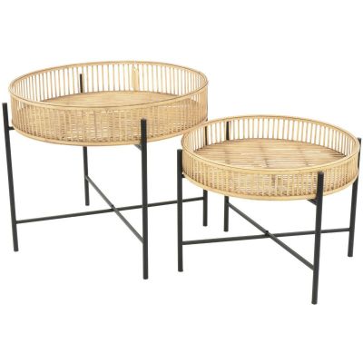 Bijzettafel Aiko Naturel Bamboe - Set van Twee