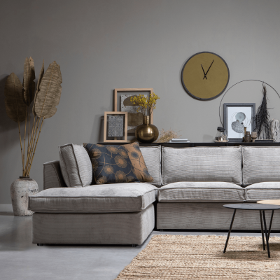 Hoekbank Thomas Links Ribstof Vergrijsd Groen van het woonmerk WOOOD