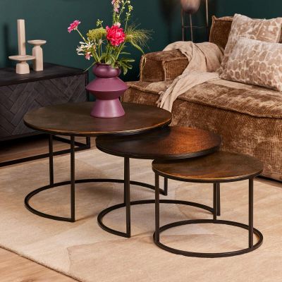 Starfurn Ronde salontafels Xaro - set van 3 - goud