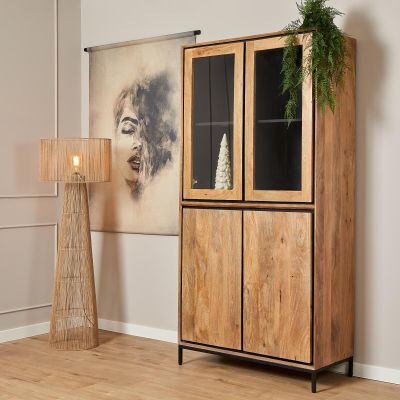 Starfurn Richwood vitrinekast - mangohout - 100 cm