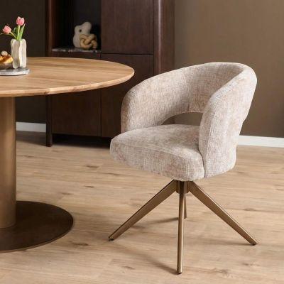 Starfurn Eetkamerstoel Demi met armleuning - poot brons